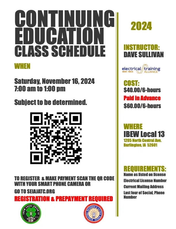 Journeyman Electrician Continuing Education Classes